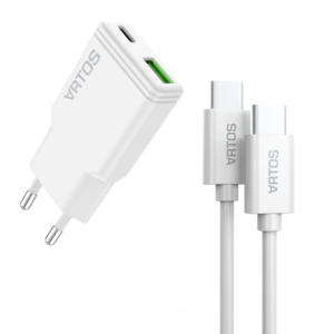מטען קיר SLIM 20W + כבל טייפ סי לטייפ סי
